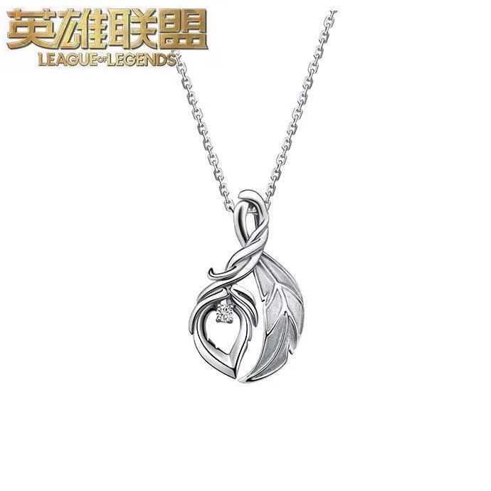 Colar Rakan Xayah & Casal LOL Liga Das Lendas Acessórios s925 Prata CP Namorada Dia Dos Namorados