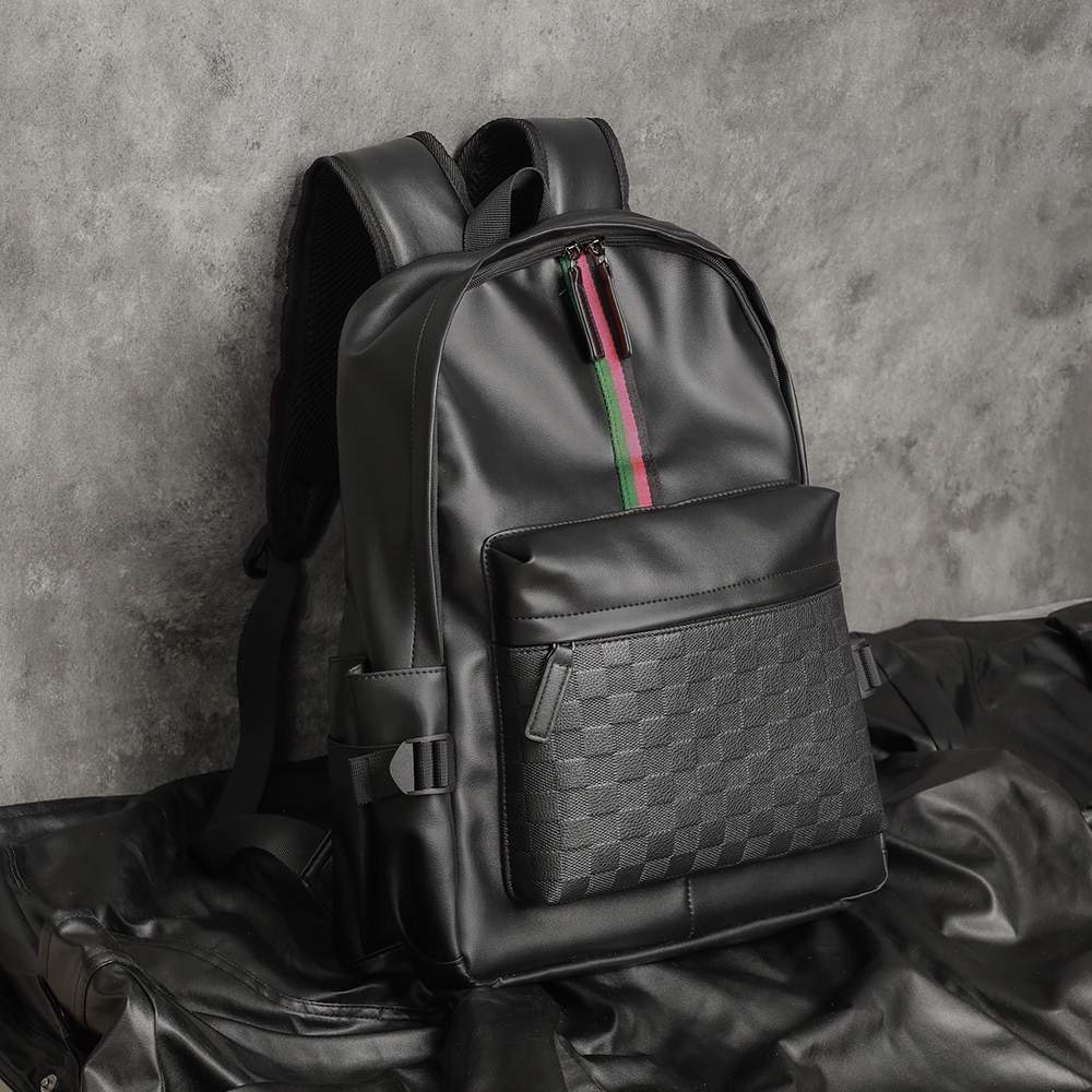 Mochila masculina estilo coreano Mochila masculina Moda Couro à prova d'água Mochila estudantil à prova d' água Mochila estudantil Casual de viagem de curta distância Mochila de trabalho