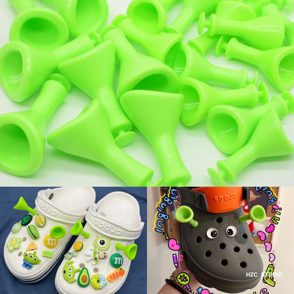 4 peças de pingentes de orelha de crocodilo Shrek, decorações de