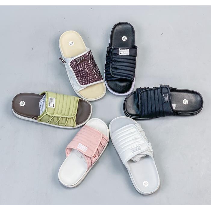 original ✖️ Nike _ Asuna Slide 2 " Black/Hite Adjustable Series Chinelos De Praia Esportivos Casuais