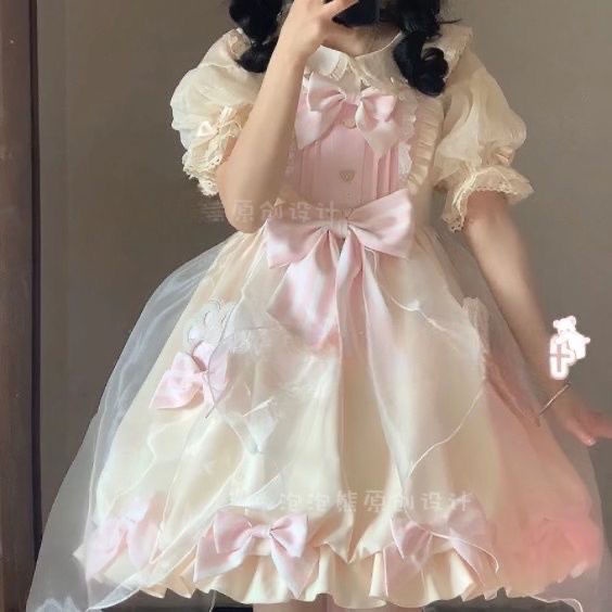 Conjunto de vestido lolita zumbi rosa estilo chinês - Loja de moda Kawaii