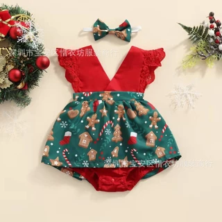 0-24M Roupas Para Crianças De Natal Meninas Vestido Romper Saia De Verão De Pequeno Porte