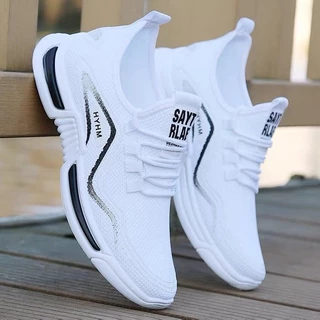 [One Shot Four] Sapatos masculinos outono sapatos esportivos casuais versão coreana respirável malha voadora All-Match tênis de viagem antiderrapantes