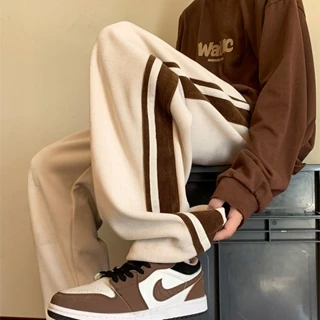 Calças masculinas de bombazina de outono de inverno ins Trendy Loose All-Match Trendy Fried Street Ruffian Handsome Sports Casual Straight Men's Pants