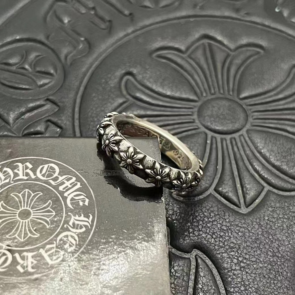 CHROME HEARTS Anel Estrela de seis pontas de prata cromada / 925 Anel ...