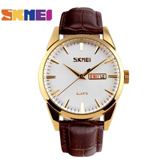 SKMEI Clássicos Moda Simples Relógio De Quartzo Em Couro 9073