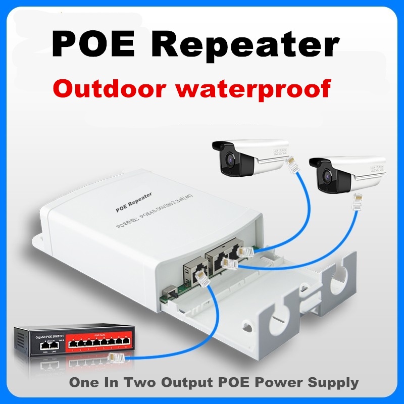 Repetidor POE Padrão 1 Em 2 Saída 200m Extensor De Rede 100Mbps ...