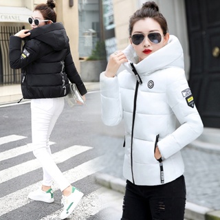 Jaquetas Curta de Algodão com Capuz Feminina Fashion / Casacos Quente para Inverno em Tamanhos Grandes