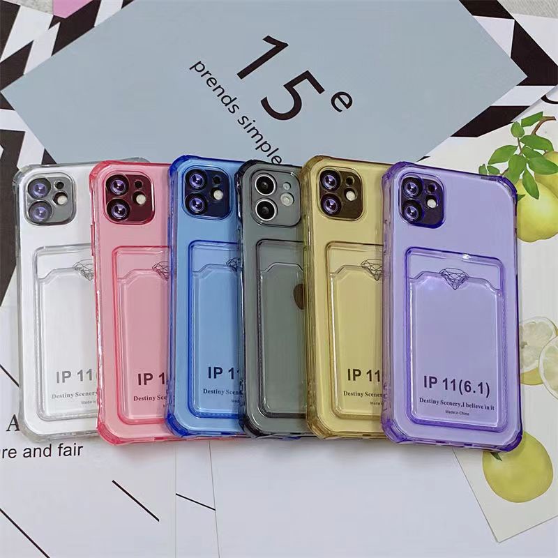 Capa de telefone transparente Candy Color para iPhone 14 13 12 11 Pro Max  XR XS