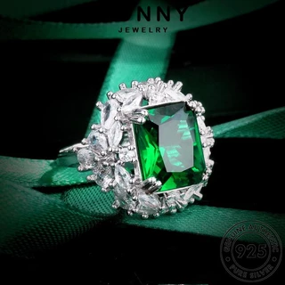 Anel de pedra de diamante verde emeral Cristal Rosa Prata 925 Luxo Original Redondo Esmeralda Mulher Anéis R2325