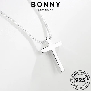 BONNY JEWELRY pingente prata corrente feminino pratas joias legítima original cruz colar de berloque pura simples cordão escapulário gargantilha 925 feminina N108