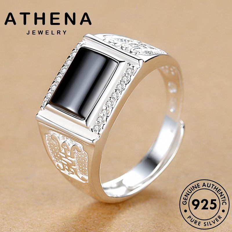 ATHENA JEWELRY aliança pura 925 berloque ônix anéis anel