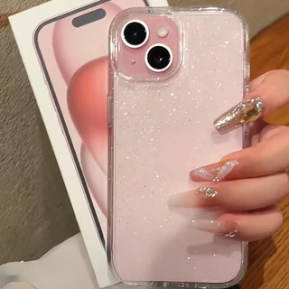 Compatível Para iPhone 15 14 Pro Max 13 12 11 7 8 Plus XS XR X Glitter Capa Dura À Prova De Choque Brilhante Transparente