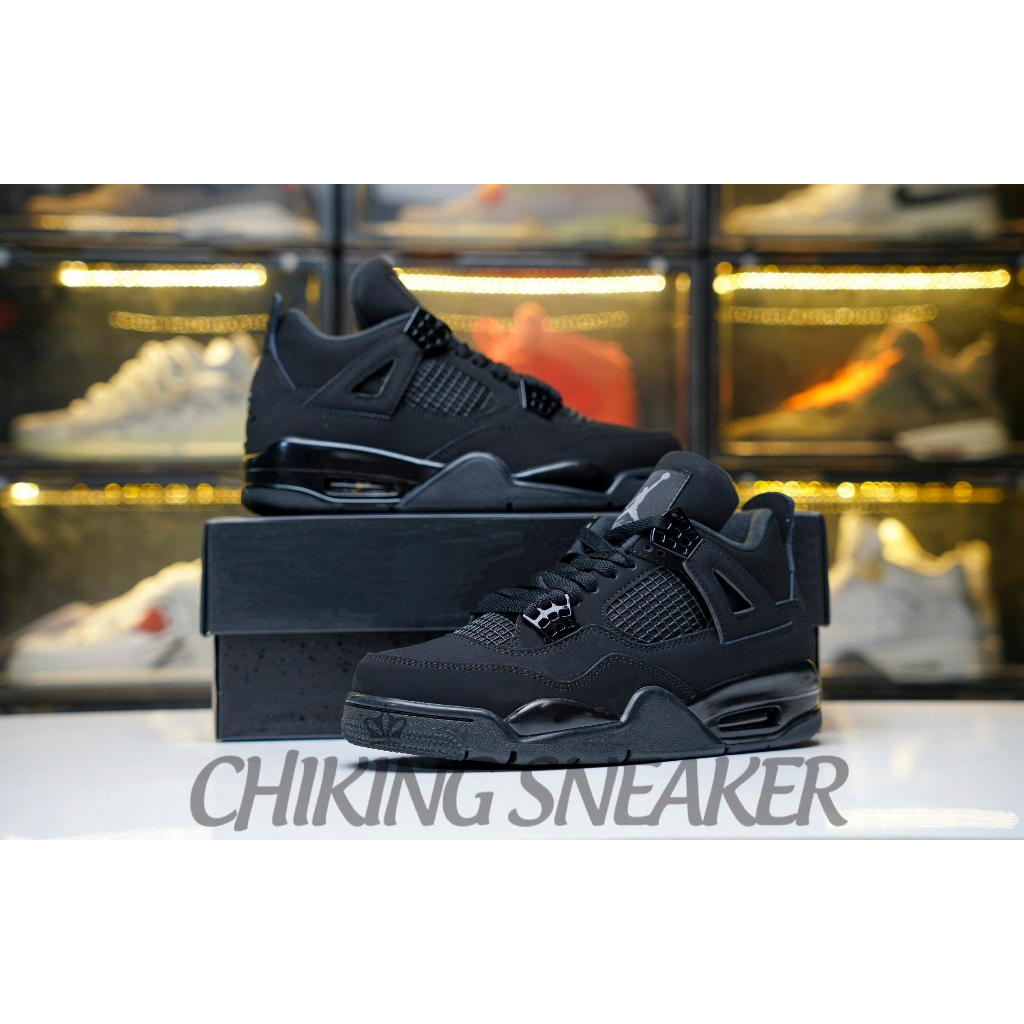 Nike Air Jordan 4 Black Cat Super Premium Sneaker Para Homens E Mulheres Full-Tênis ChikingSneaker