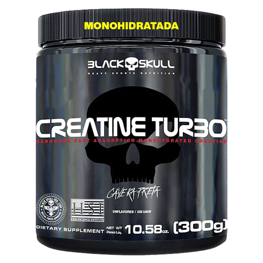 Creatina Turbo Black Skull 300g Creatina Monohidratada A Creatina Mais Vendida no Brasil