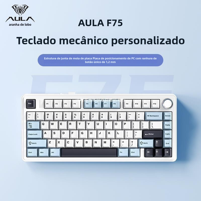 AULA F75 teclado mecânico sem fio, teclado personalizado de troca quente de junta, teclado mecânico 2.4G / tip
