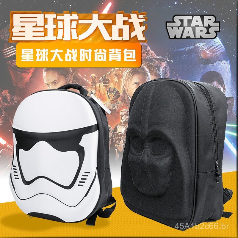 Mochila de Desenho Animado 3D Star Wars, Mochila de Guerreiro Preto e Soldado Branco, Mochila para Laptop, Moc