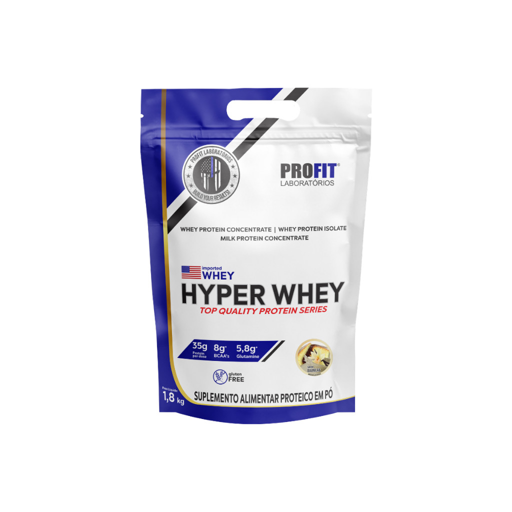 Hyper Whey Protein Profit Labs 1,8kg Whey Protein BCAA Recuperação Muscular Energia Treinos