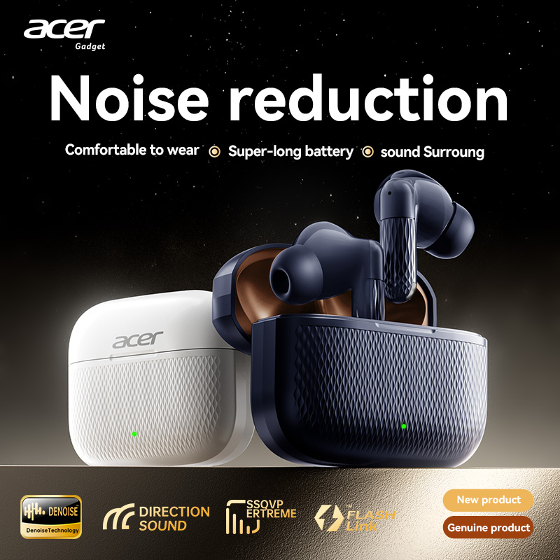 Fones de Ouvido Acer OHR636, Fones Bluetooth com Microfone, Fones de Ouvido sem Fio ANC, Fone de Ouvido Blueto